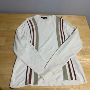 Quicksilver Sweater Sweatshirt Mens XL  White Stripe‎ Silver Edition